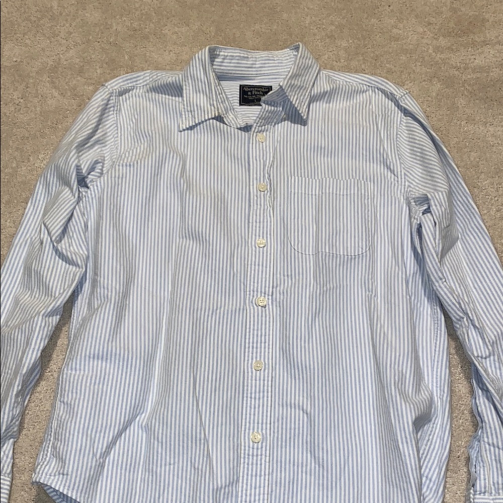 Abercrombie & Fitch Blue and White Dress Shirt